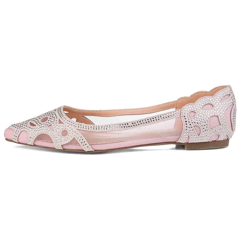 XYD Women Elegant Pointed Toe Rhinestone Flats - Picture 2 of 14